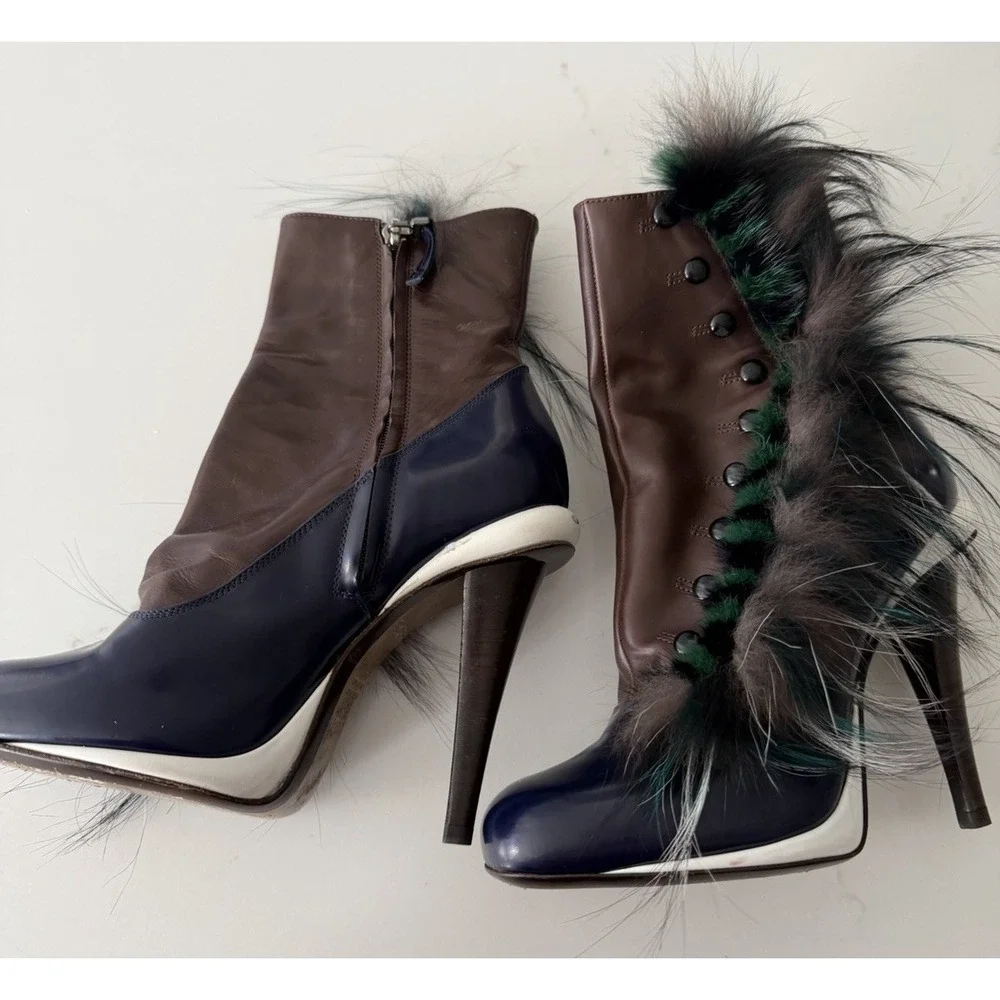Fendi Couture Karl Lagerfeld Feather Runway Ankle Boots Booties 36 6 5.5 - Picture 2 of 15